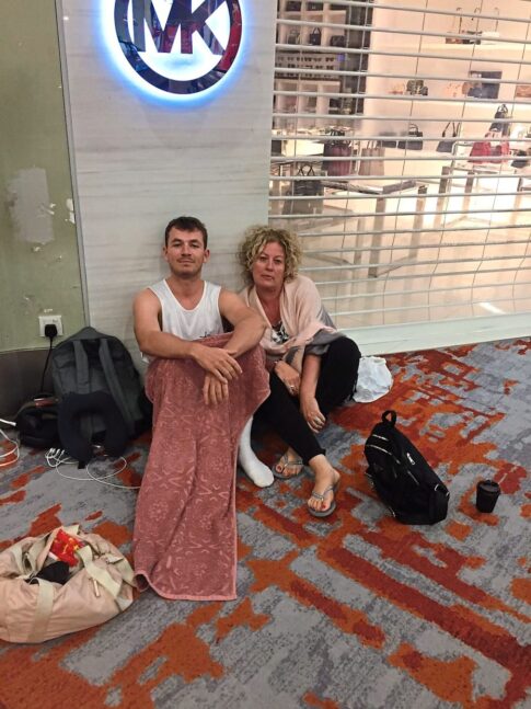 Barry, along with his mother and partner (not pictured), were left stranded at KLIA2 when their flight to Cambodia was cancelled. — LIAM BARRY