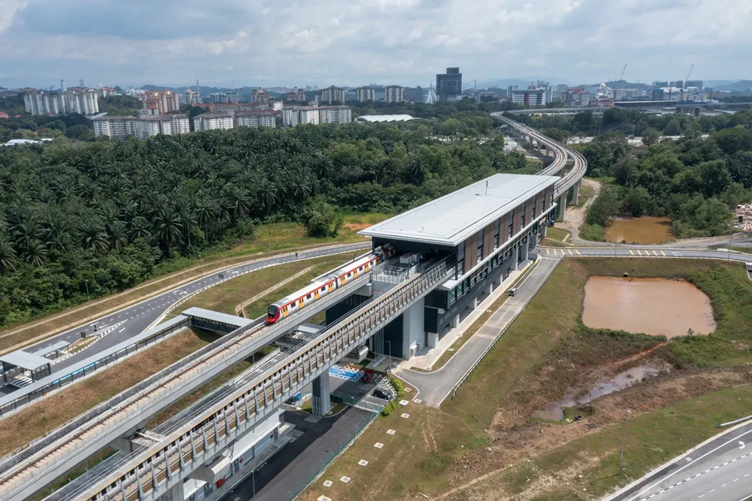 Overview of the station and external works completion at the Cyberjaya City Centre MRT Station.