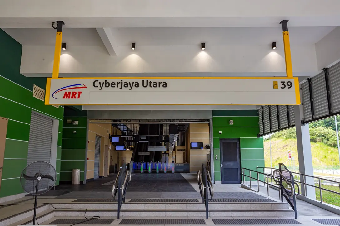 View of the entrance of the Cyberjaya Utara MRT Station.