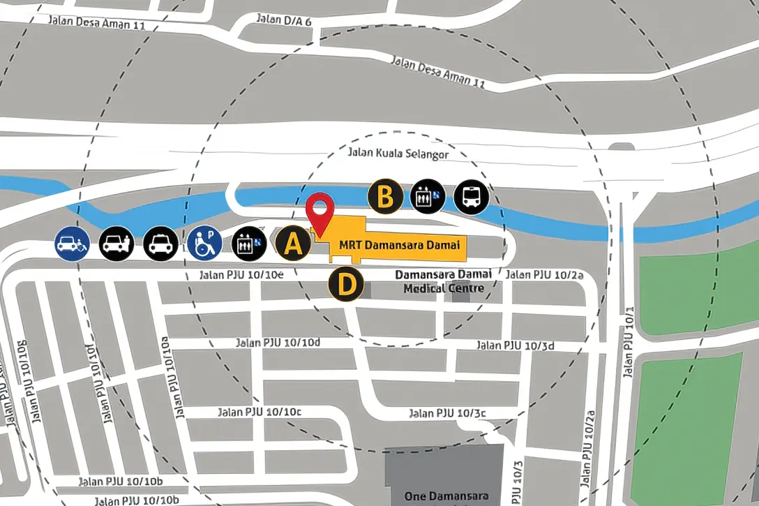 Location of Damansara Damai MRT station