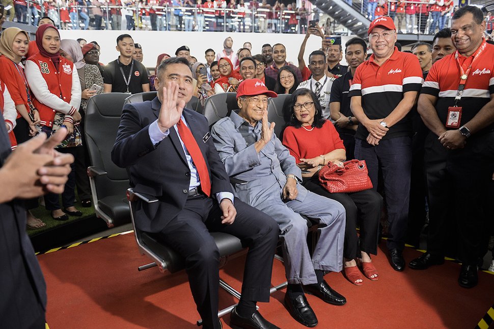 Transport Minister Anthony Loke, Prime Minister Tun Dr Mahathir Mohamad and AirAsia X chairman Tan Sri Rafidah Aziz visit AirAsia RedQ in Sepang August 16, 2019