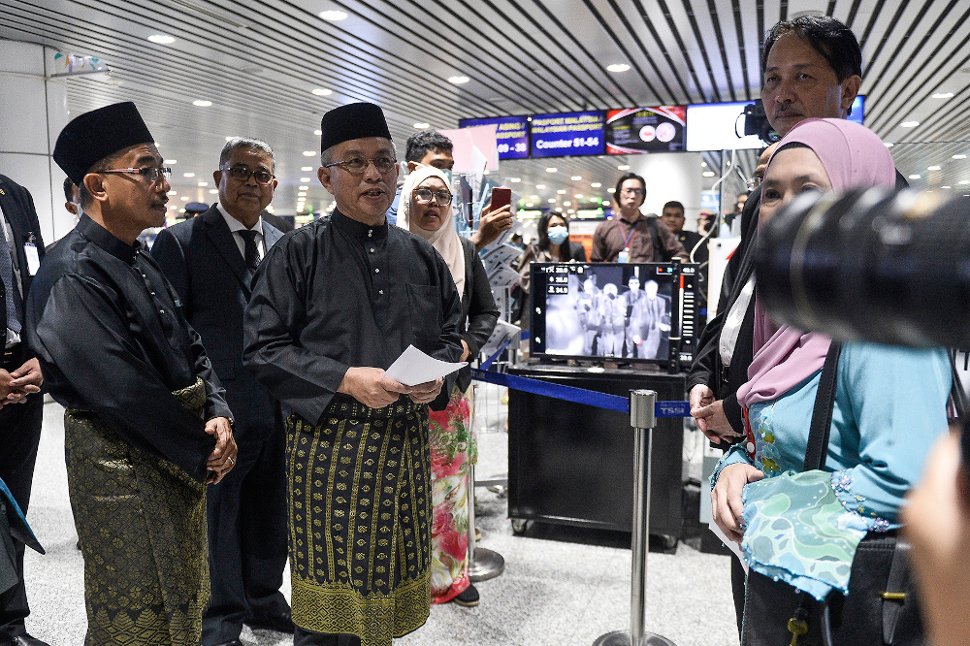 Health Minister Datuk Seri Dr Adham Baba speaks during a walkabout at KLIA March 10,2020. — Picture by Miera Zulyana