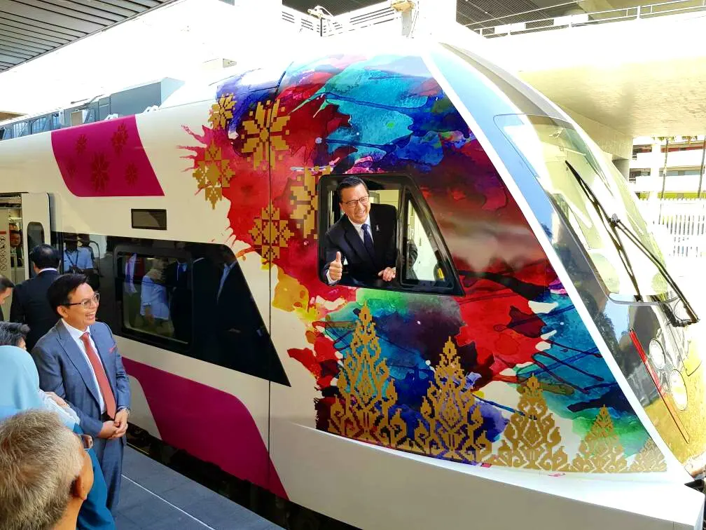 KLIA Ekspres new train with a new livery based on songket motifs