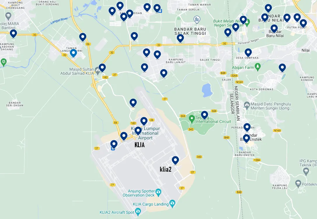 Lots of budget-friendly hotels are located within a 20km radius from the KLIA / klia2