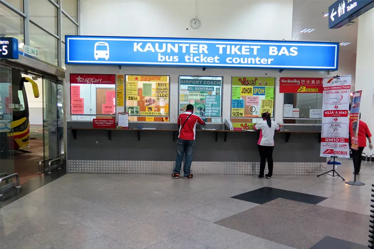 Bus ticketing counters at KLIA Bus Station