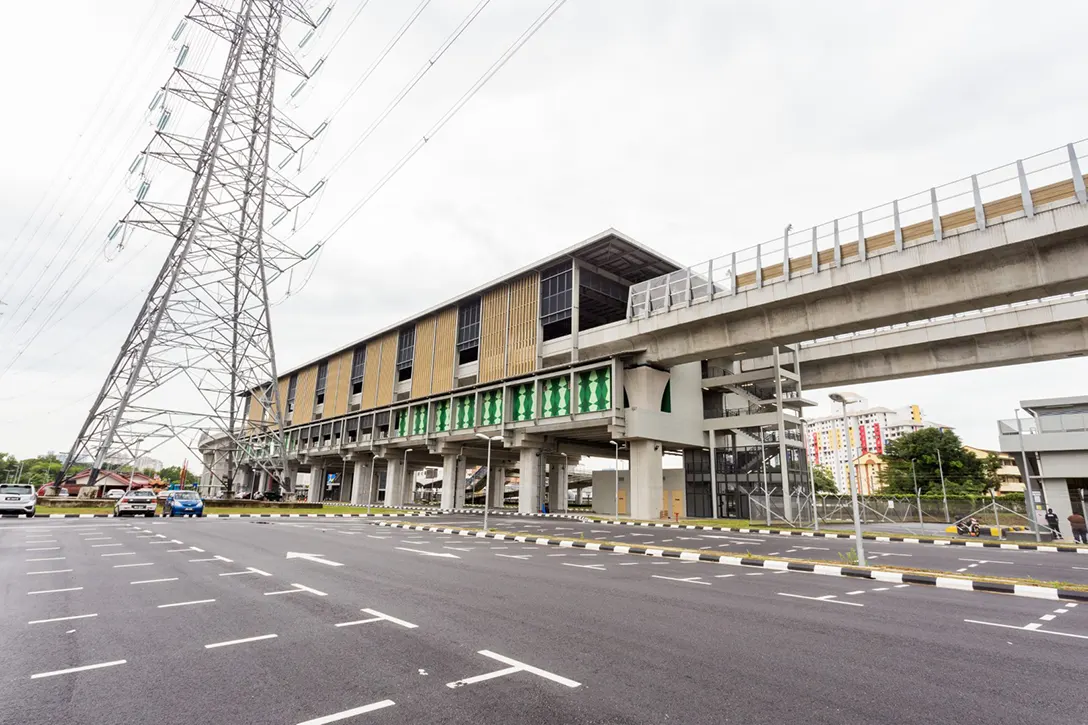View of the Kampung Batu MRT Station showing the touch-up paint works in progress.