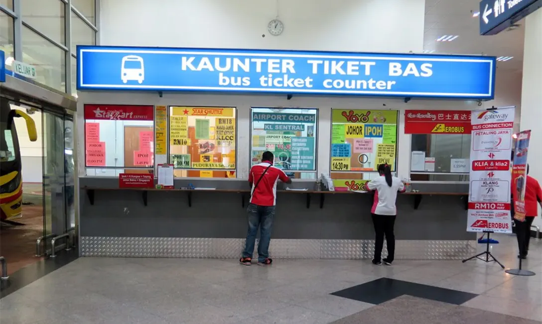 Bus ticket counters at the KLIA