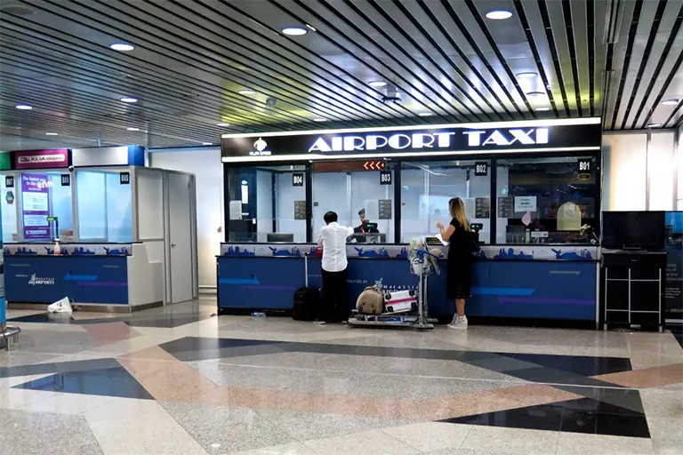 Ticketing counters for taxi and train services