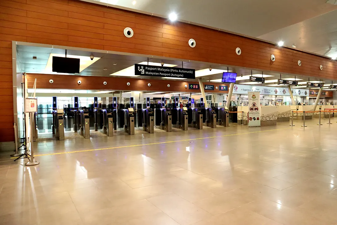 Immigration counters at the Departure hall