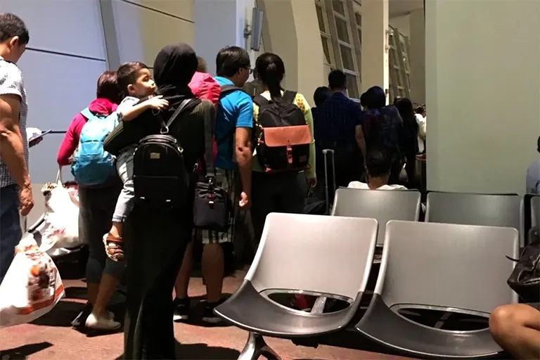 Passengers boarding the flight