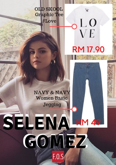 Let's be stylish like Selena Gomez with new OOTD style only at F.O.S!!
