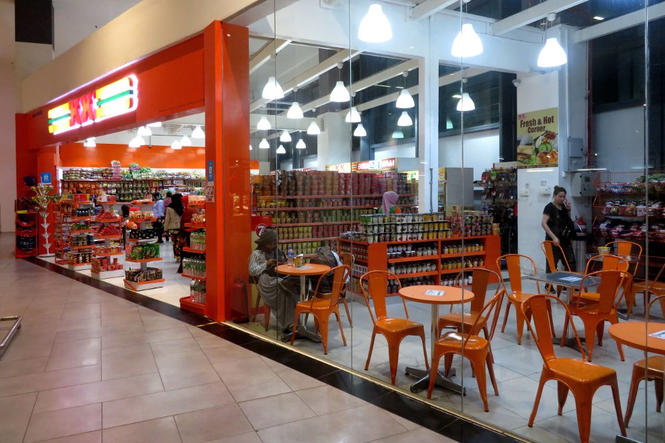 Tables and chairs are provided for the customers' convenience