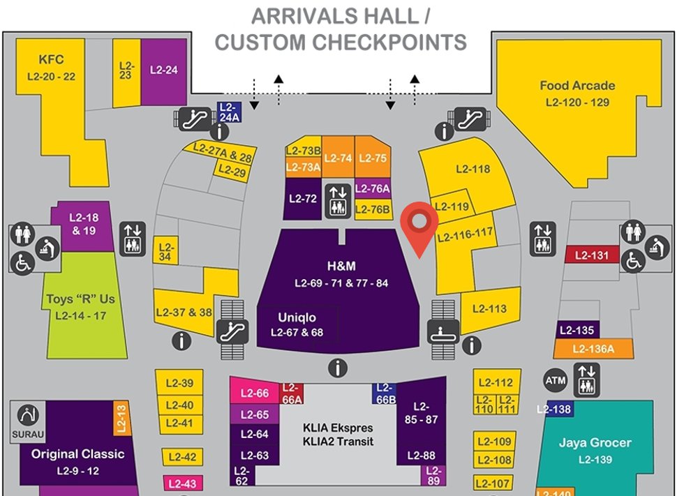 Location of Nam Heong Ipoh at level 2 of Gateway@klia2 mall