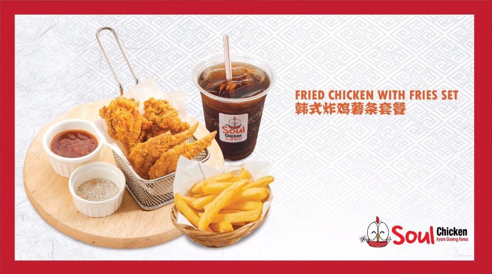 Fried chicken with fries set
