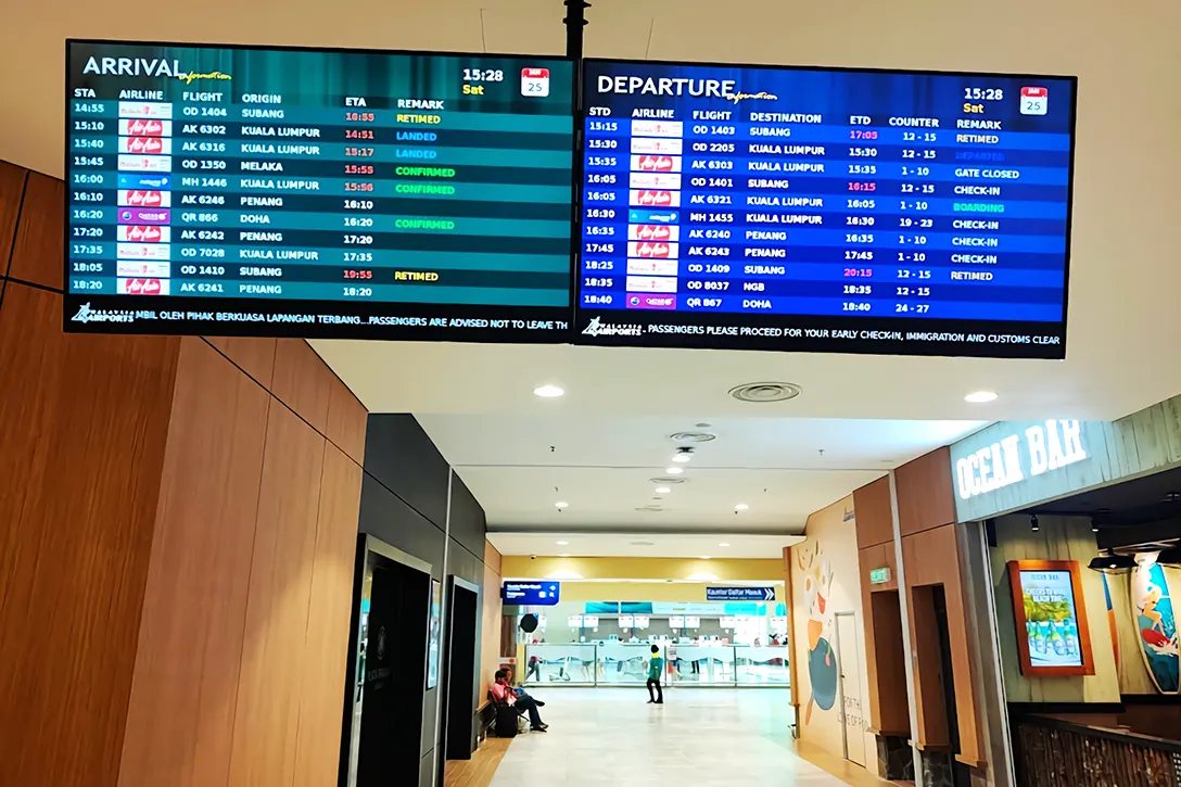 Flight information display monitors at the Terminal