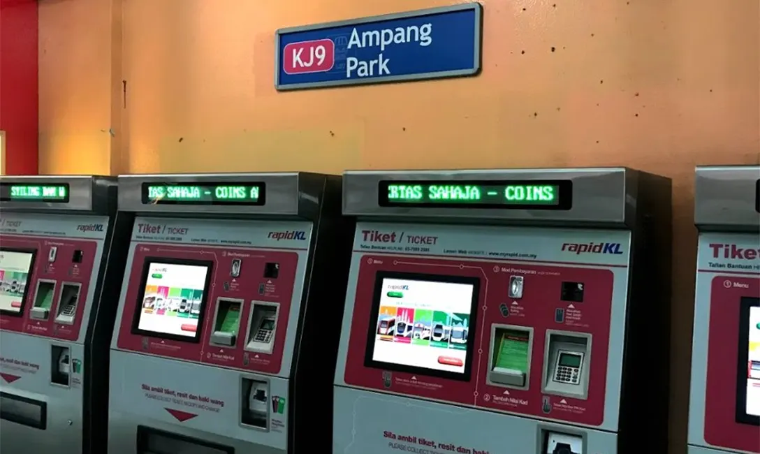 Ticket vending machines at the Ampang Park LRT station