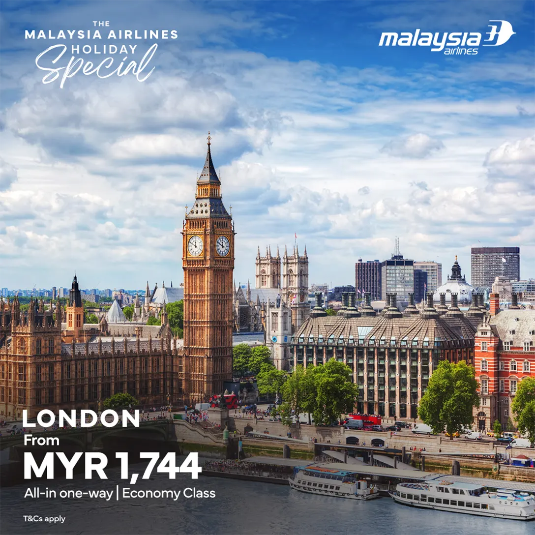 London, all-in one way from MYR1744