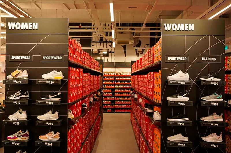 The footwear collection at the Nike concept store.