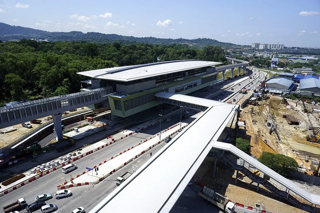 View of the Kampung Selamat MRT Station with its pedestrian link bridge giving access to the nearest development.