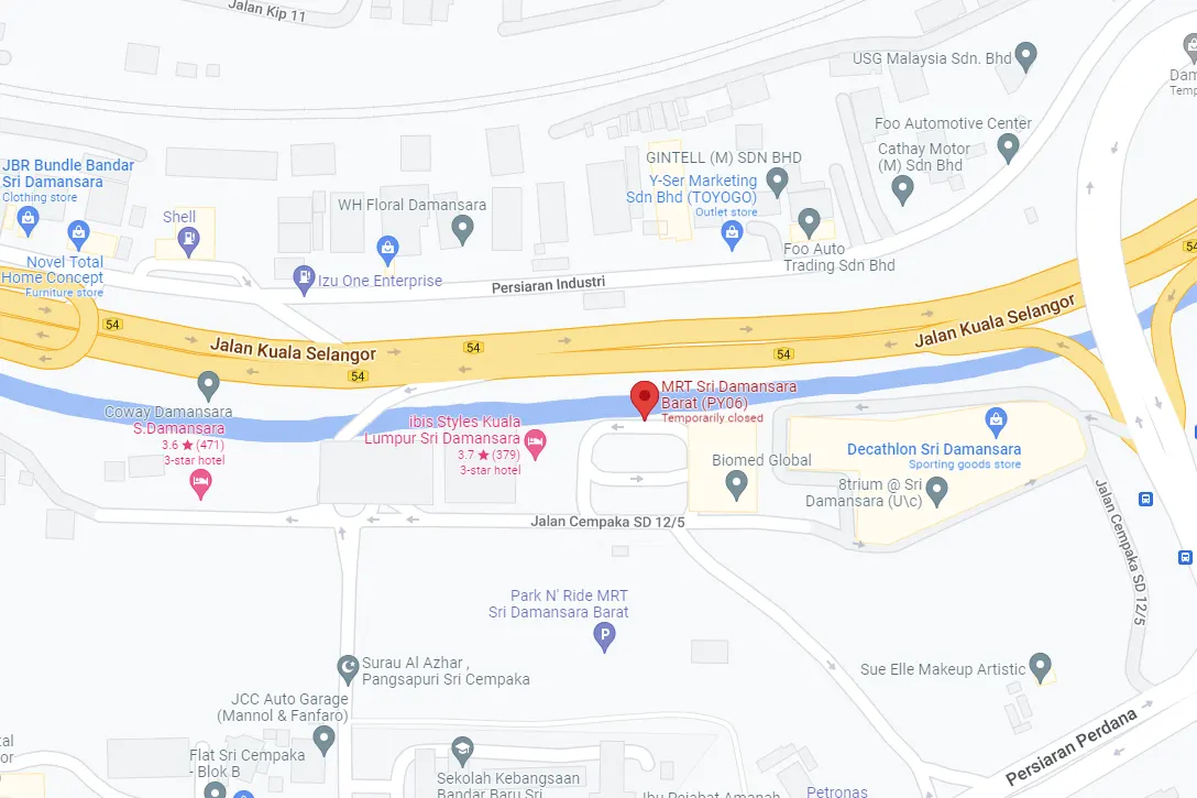 Location of Sri Damansara Barat MRT station