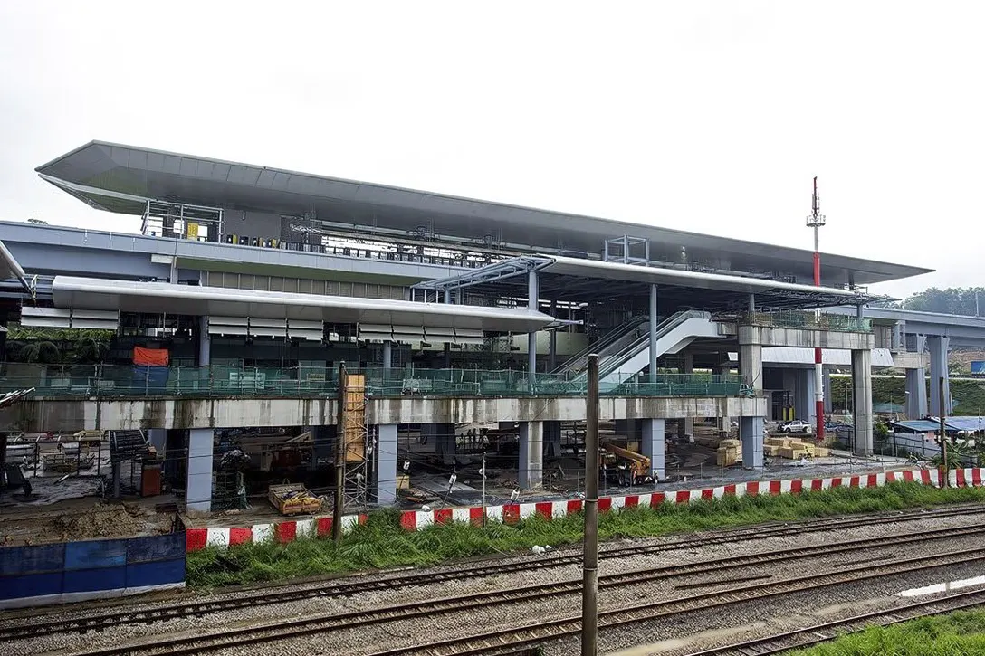 The MRT Sungai Buloh Station which is located next to the KTM train tracks