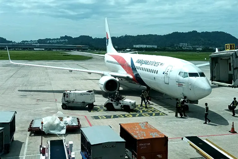 Malaysia Airlines flight at the airport