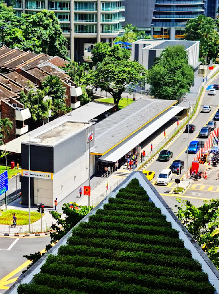 Aerial view of the entrance B of the Persiaran KLCC MRT station