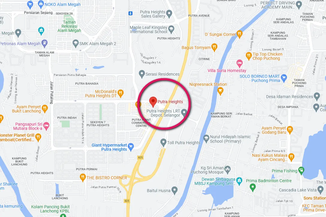 Location of Putra Heights LRT station 