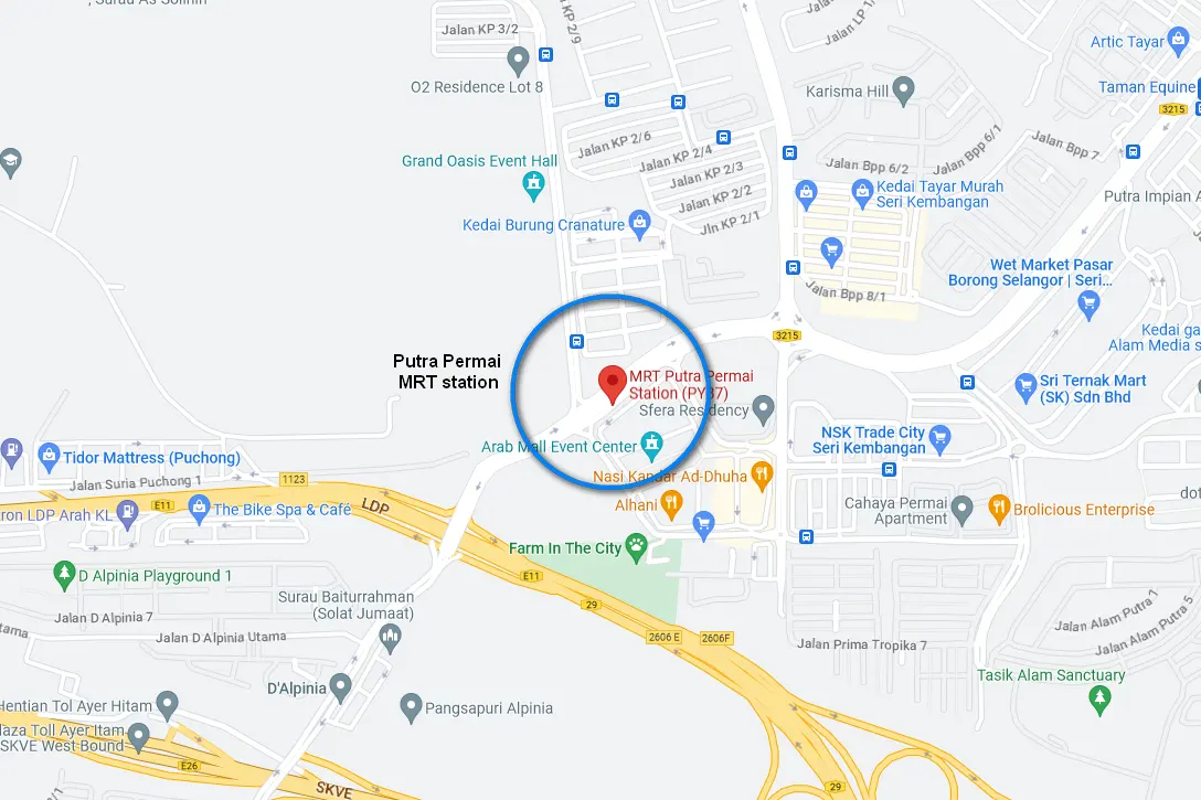 Location of Putra Permai MRT station