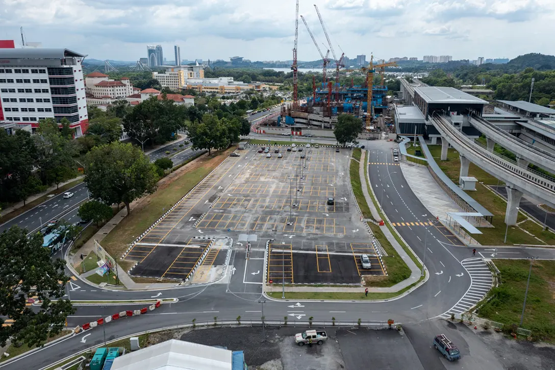 Overview of the at grade park and ride for Putrajaya Sentral MRT Station