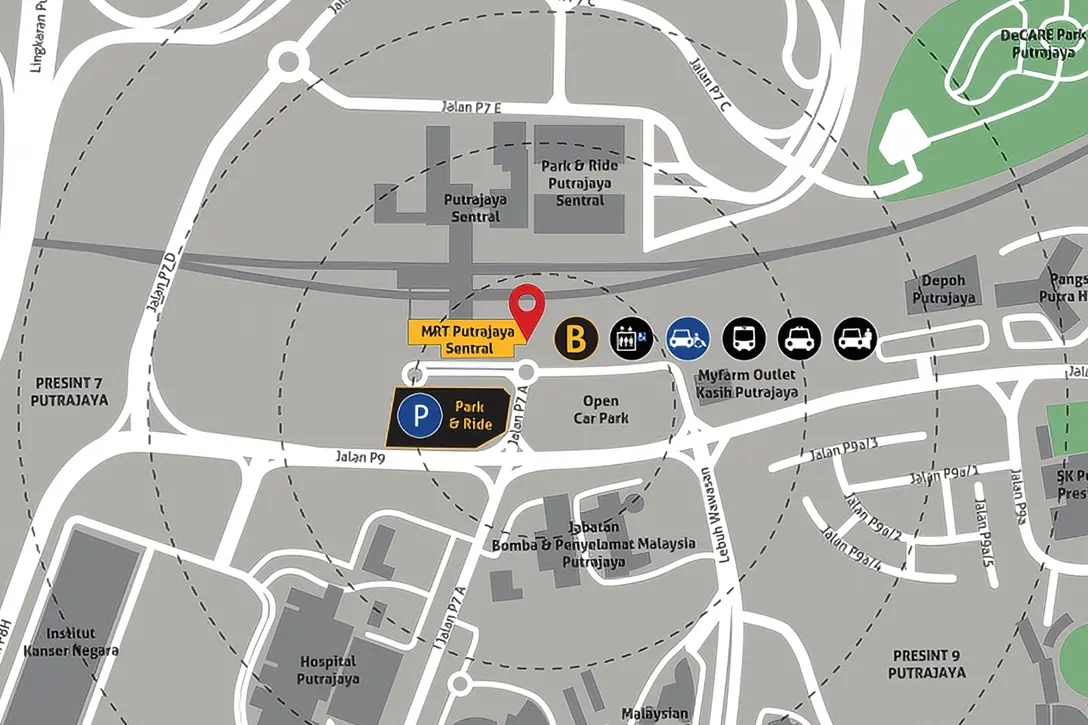 Location of Putrajaya Sentral MRT station