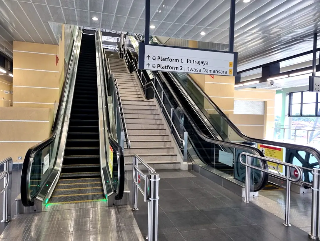 Escalators for movement between Concourse level and Boarding platforms