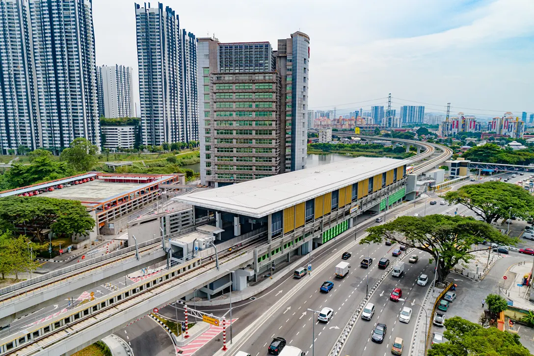 Aerial view of the Sri Delima MRT Station showing the touch-up paint works in progress