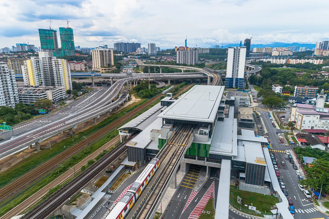 Overview of the station and external works completion at the Sungai Besi MRT Station.