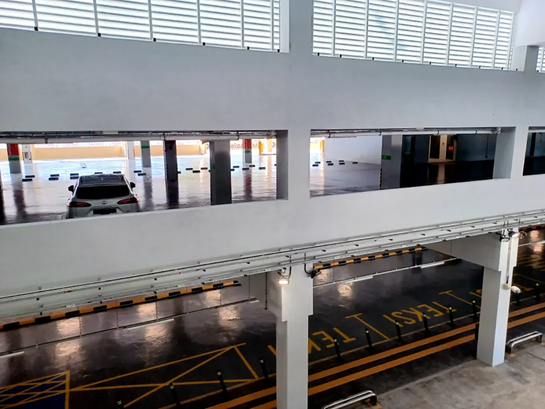 Multilevel covered car park at the Taman Equine MRT station