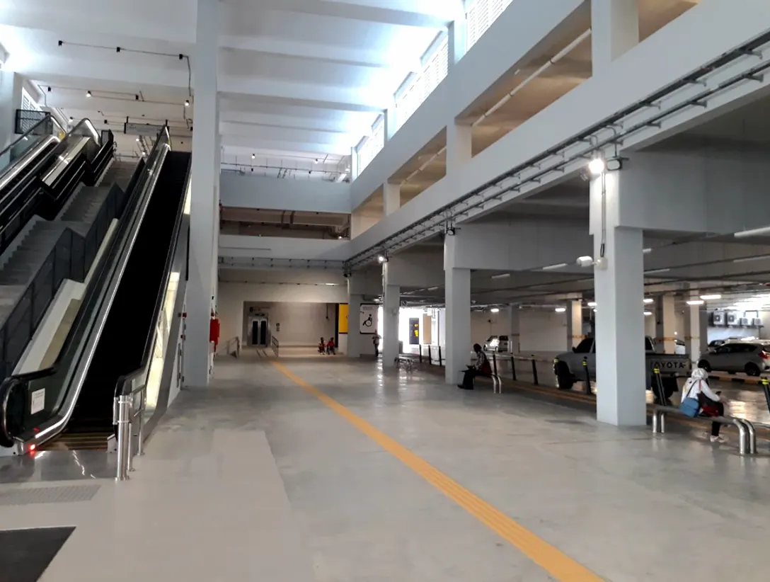 Escalator access to the multilevel covered car park