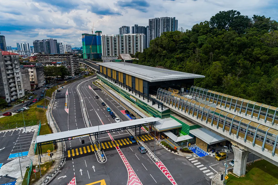 Aerial view of the Taman Naga Emas MRT station