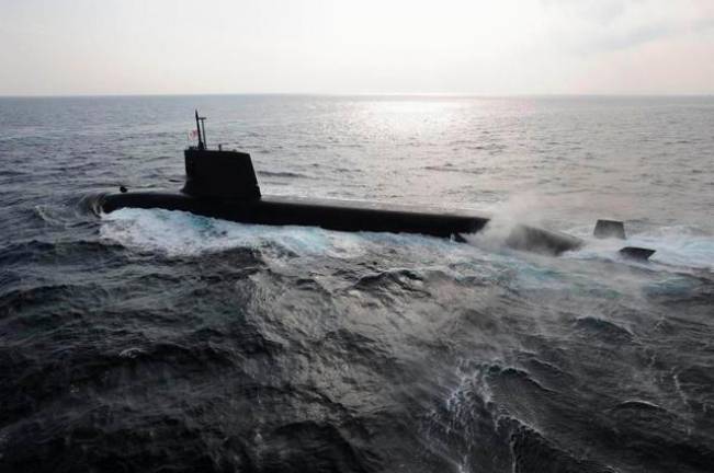 A Japan Maritime Self-Defense Forces diesel-electric submarine Soryu is seen in this undated handout photo released by the Japan Maritime Self-Defense Forces, and obtained by Reuters on September 1, 2014. — Reuters