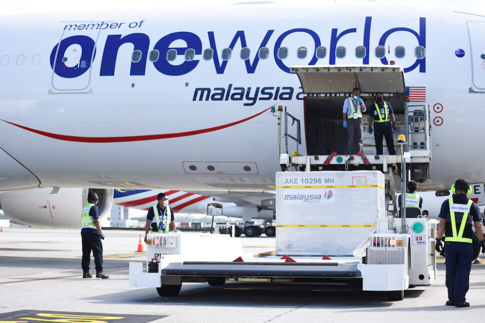 The first shipment of Pfizer-BioNTech Covid-19 vaccine arrives in Malaysia, February 21, 2021. — Picture courtesy of Jabatan Penerangan Malaysia